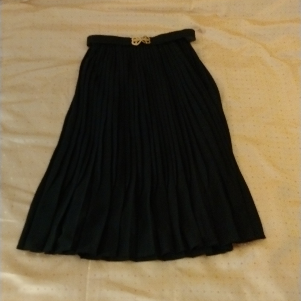 Black pleated skirt with gold bucket